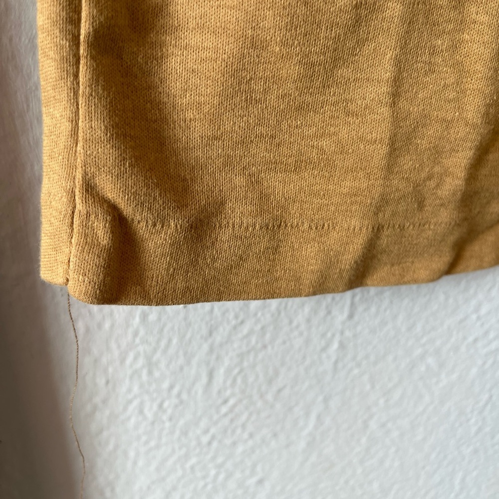 Men's Single Stitch USA Made Cotton Short Sleeve Raglan Tee in Mustard and Brown - Picture 6 of 9